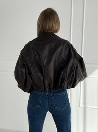 Moteriškas trumpas eko odos švarkas SANCHO Ruda