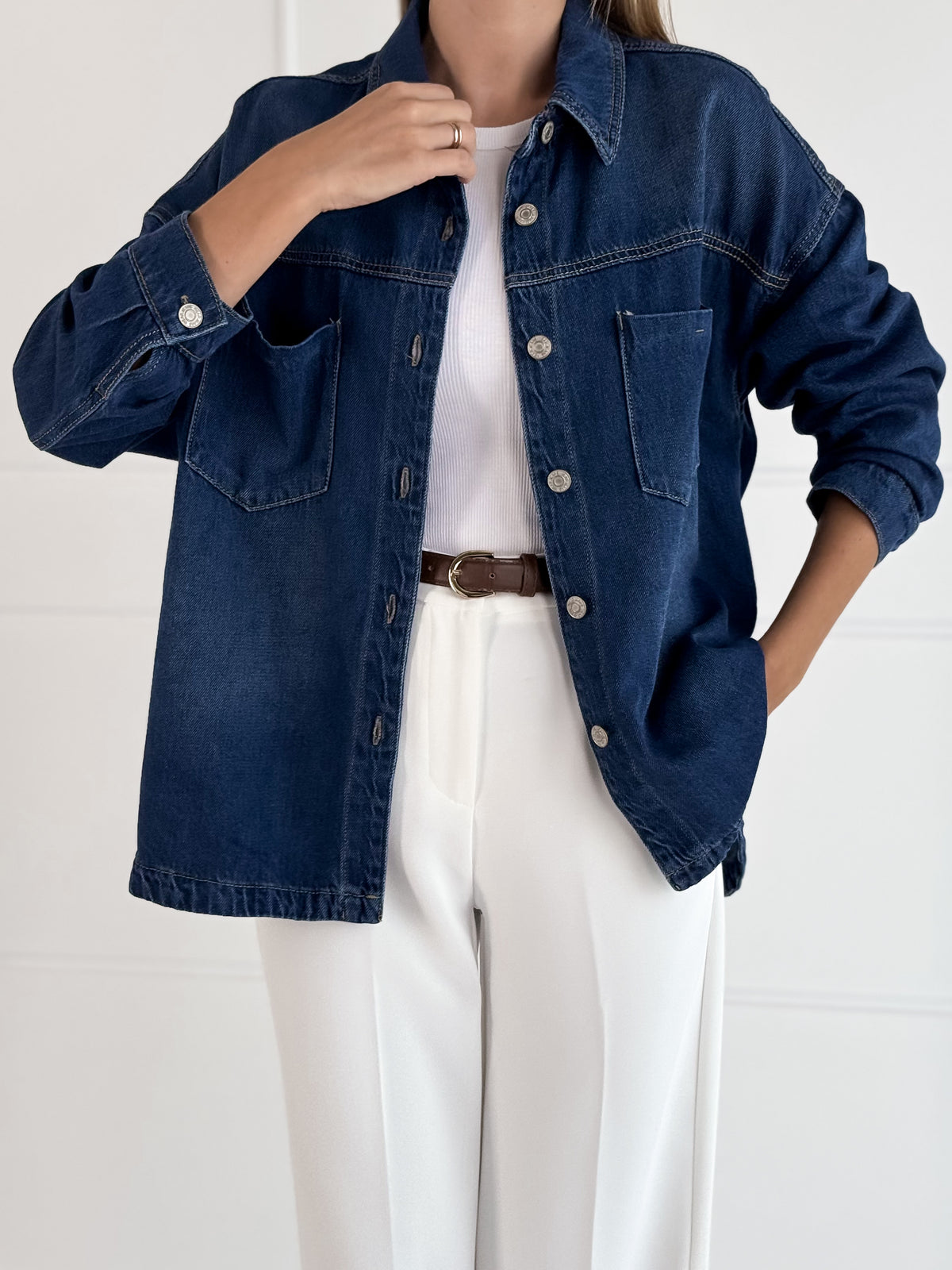 Moteriški džinsiniai marškiniai JENNY Tamsiai mėlyna