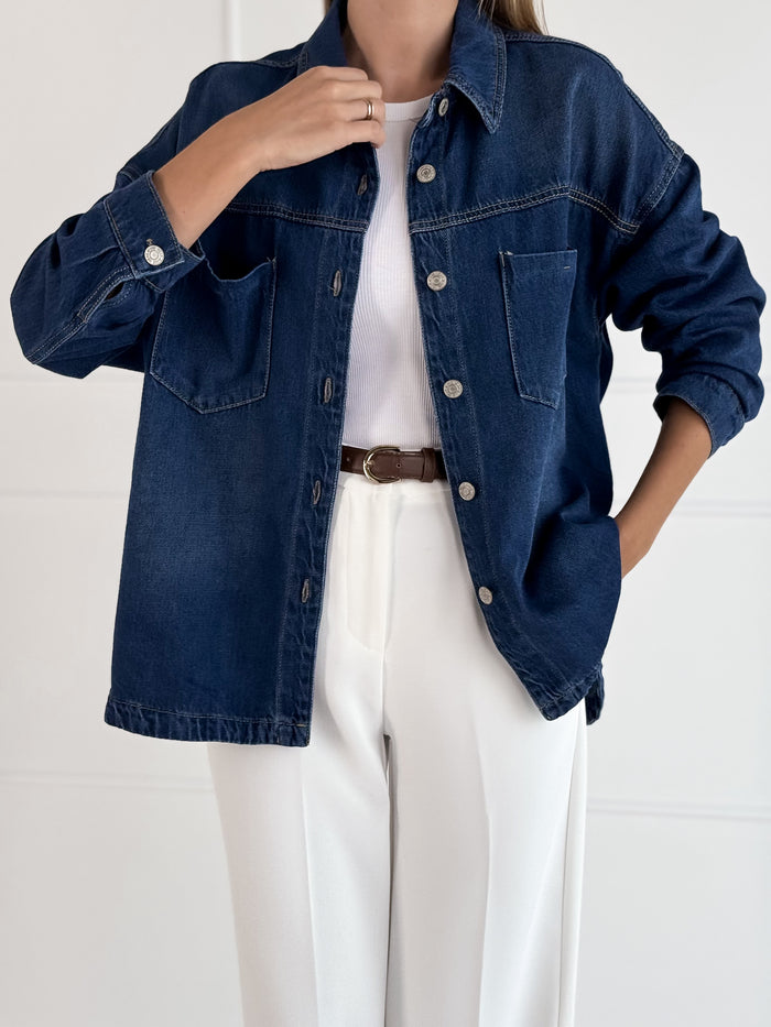 Moteriški džinsiniai marškiniai JENNY Tamsiai mėlyna