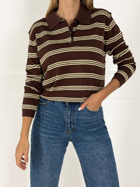 Moteriškas dryžuotas megztinis su vilna LINCOLN Ruda