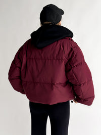 Moteriška trumpa kombinuoto audinio striukė su gobtuvu ARGON Bordo