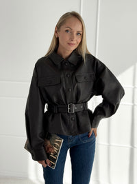 Moteriškas eko odos švarkas su diržu LAWSON Ruda