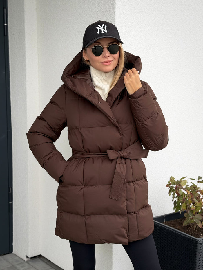 Moteriška vidutinio ilgio striukė su gobtuvu ECHO Ruda