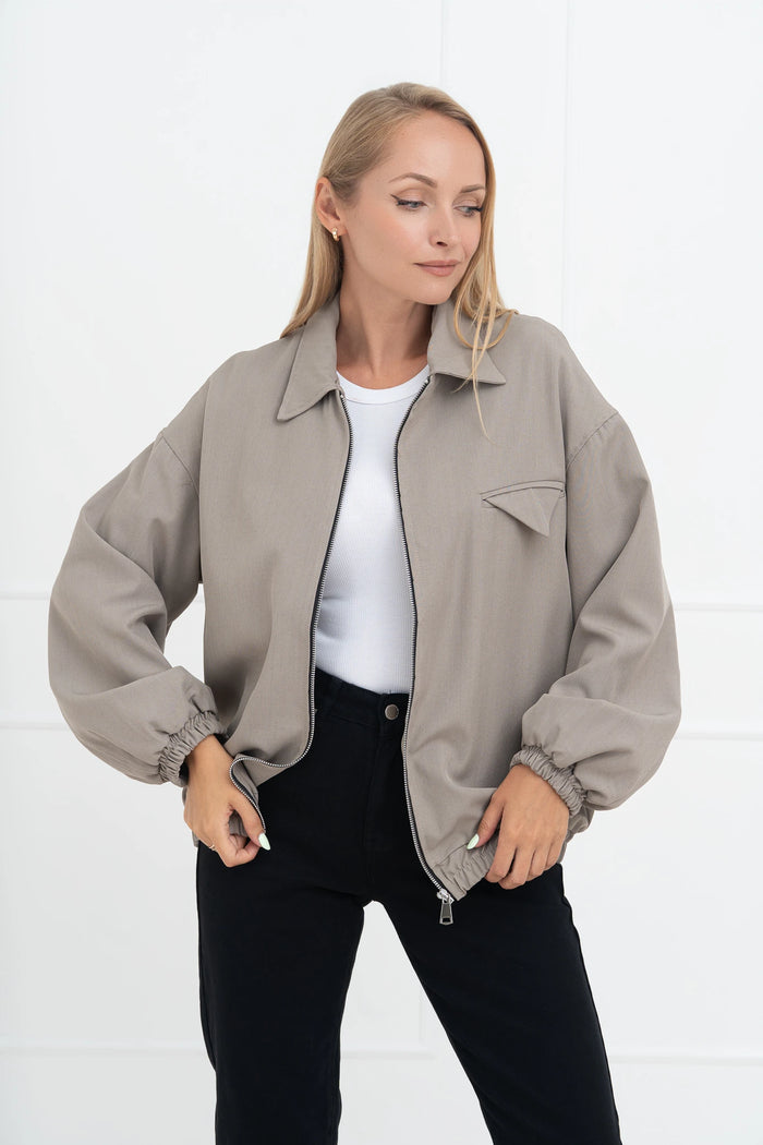 Moteriškas itališkas bomber stiliaus švarkas TREVOR Pilka