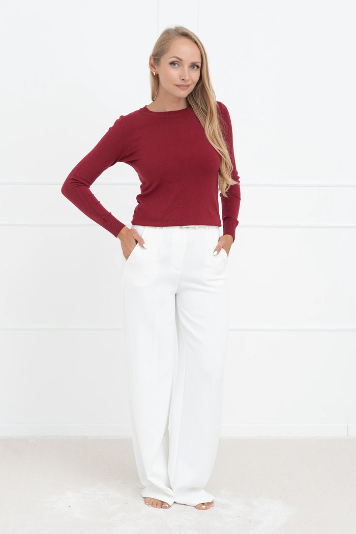 Moteriškas viskozės megztinis HANS Bordo