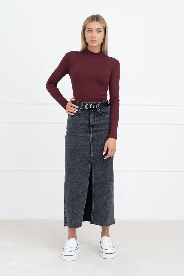 Moteriškas medvilninis golfas DENVER Bordo