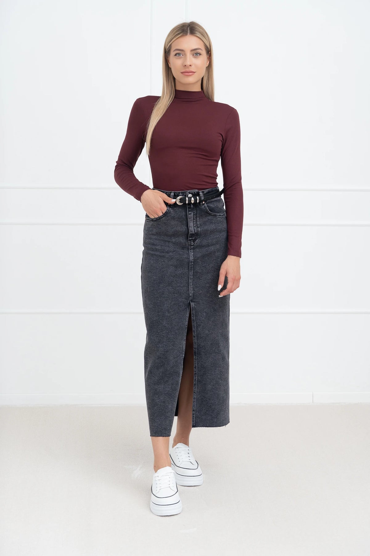 Moteriška medvilninė palaidinė JIMMY Bordo