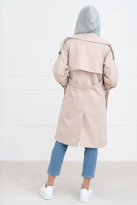 Moteriškas vidutinio ilgio paltas su gobtuvu PHILIPPA Kreminė/Pilka