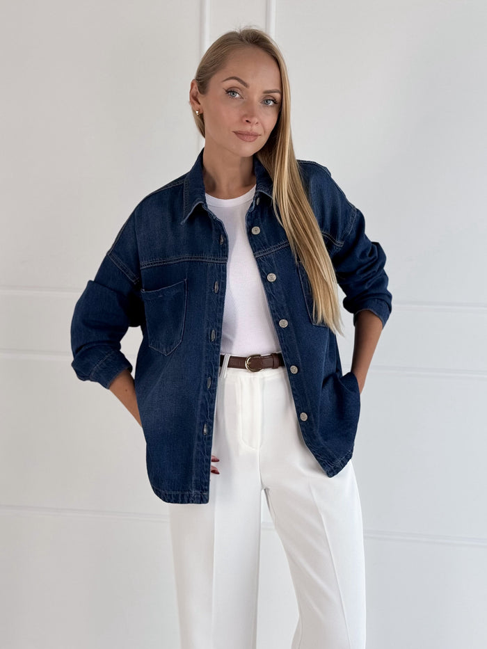 Moteriški džinsiniai marškiniai JENNY Tamsiai mėlyna