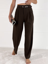 Moteriškos klasikinės kelnės THEODOSIA Tamsiai ruda