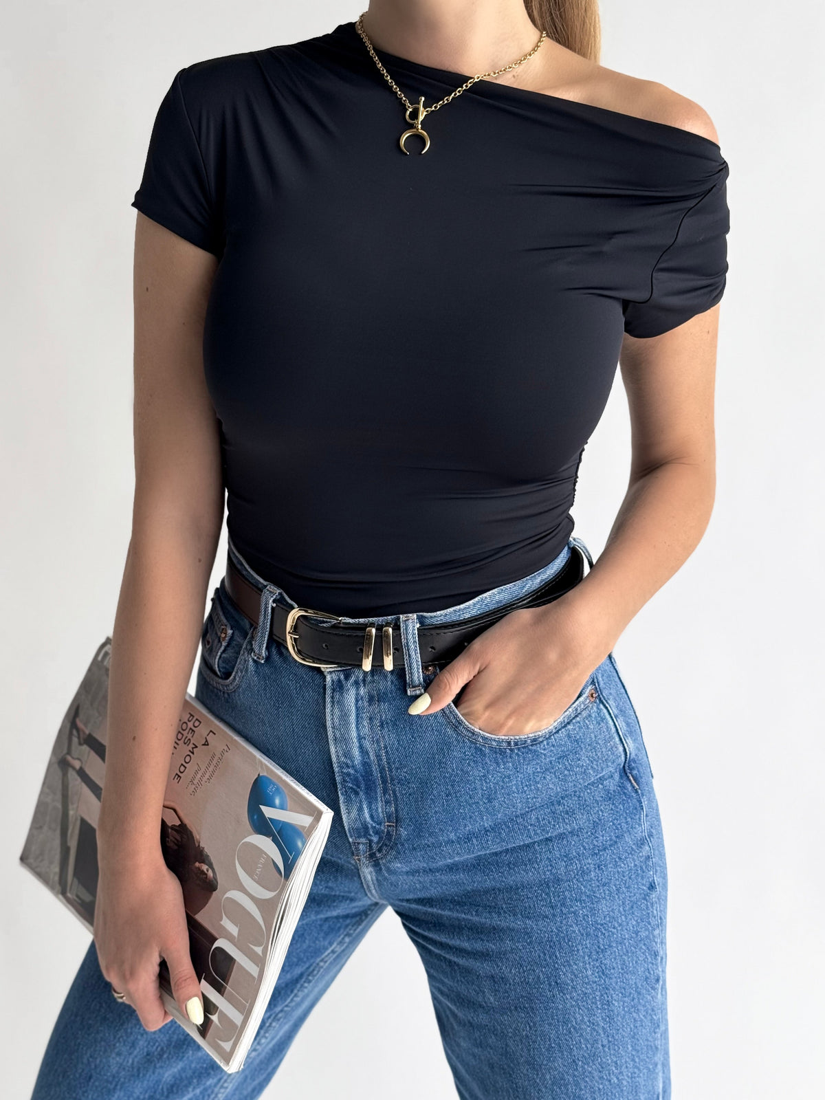 Moteriška palaidinė trumpomis rankovėmis TANNER Juoda