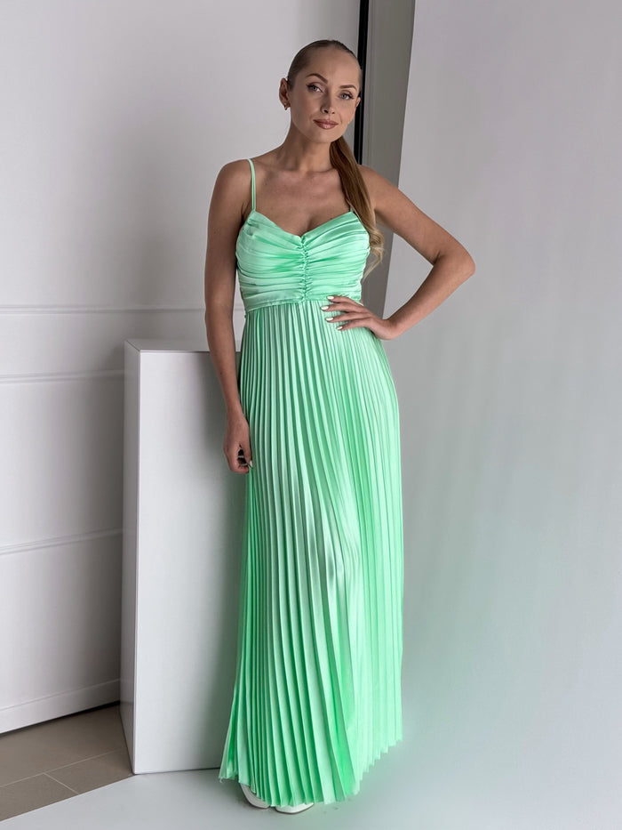 Moteriška ilga proginė suknelė LENORA Mėtinė