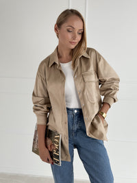 Moteriški zomšos imitacijos marškiniai ADELIA Kreminė