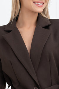 Moteriškas klasikinis itališkas švarkas su diržu DANNA Ruda