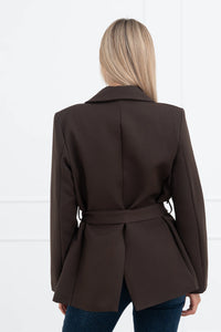 Moteriškas klasikinis itališkas švarkas su diržu DANNA Ruda