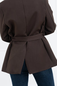 Moteriškas klasikinis itališkas švarkas su diržu DANNA Ruda