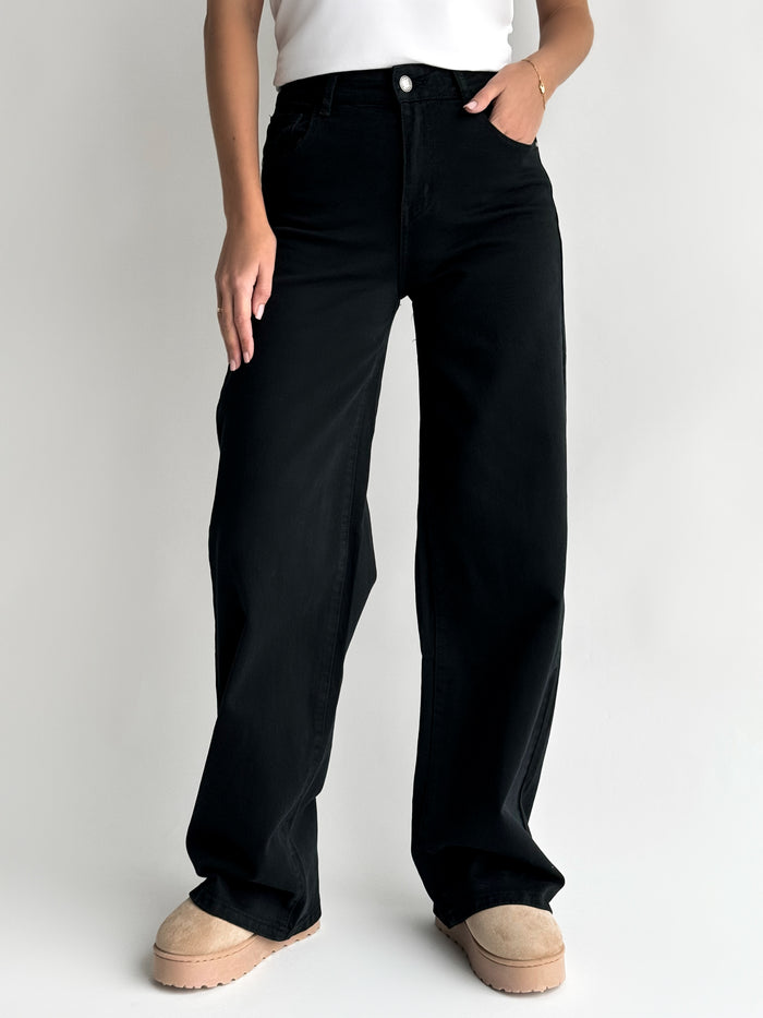 WIDE LEG modelio moteriški džinsai NANDO Juoda