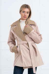 Moteriškas trumpas paltas su diržu ARDEN Kreminė