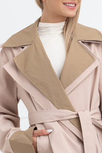 Moteriškas trumpas paltas su diržu ARDEN Kreminė