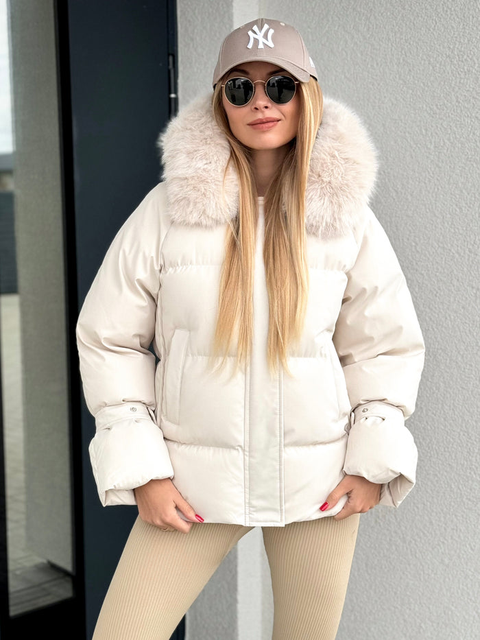 Moteriška šilta striukė su gobtuvu EVERLY Kreminė