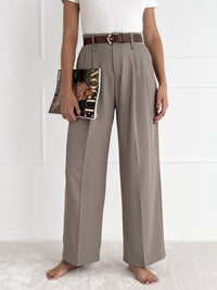 Moteriškos klasikinės kelnės su diržu LUCIAN Pilka