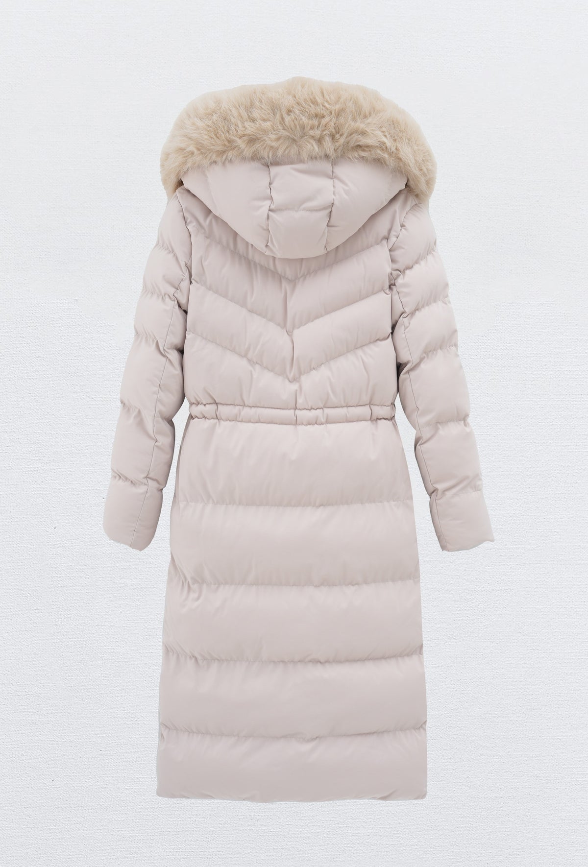 Moteriška ilga žieminė striukė su gobtuvu LUCHO Kreminė