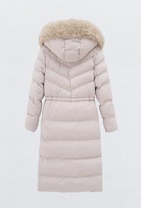 Moteriška ilga žieminė striukė su gobtuvu LUCHO Kreminė