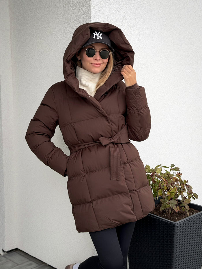 Moteriška vidutinio ilgio striukė su gobtuvu ECHO Ruda