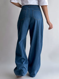 Moteriški platūs džinsai MARIA Mėlyna