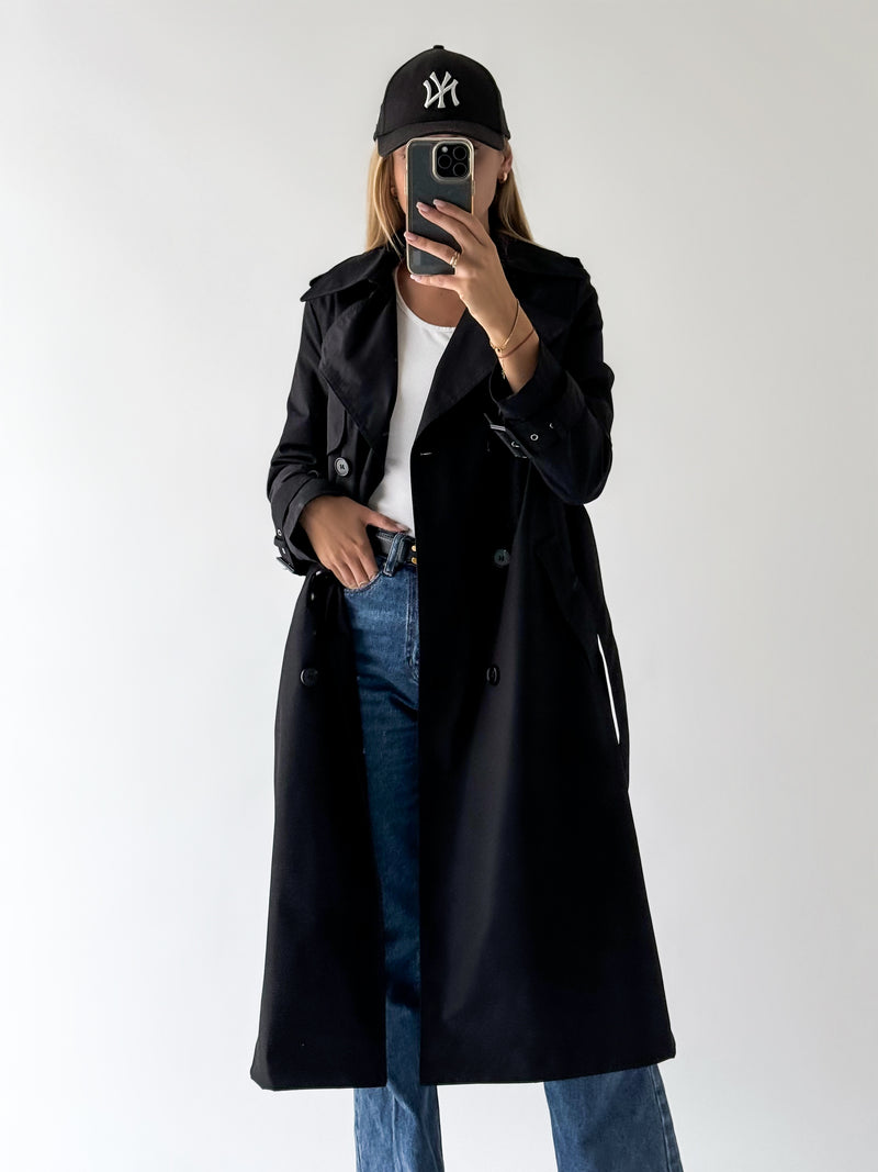 Moteriškas ilgas juodas paltas TATUM