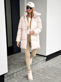 Moteriška vidutinio ilgio striukė su gobtuvu LEOLA Kreminė