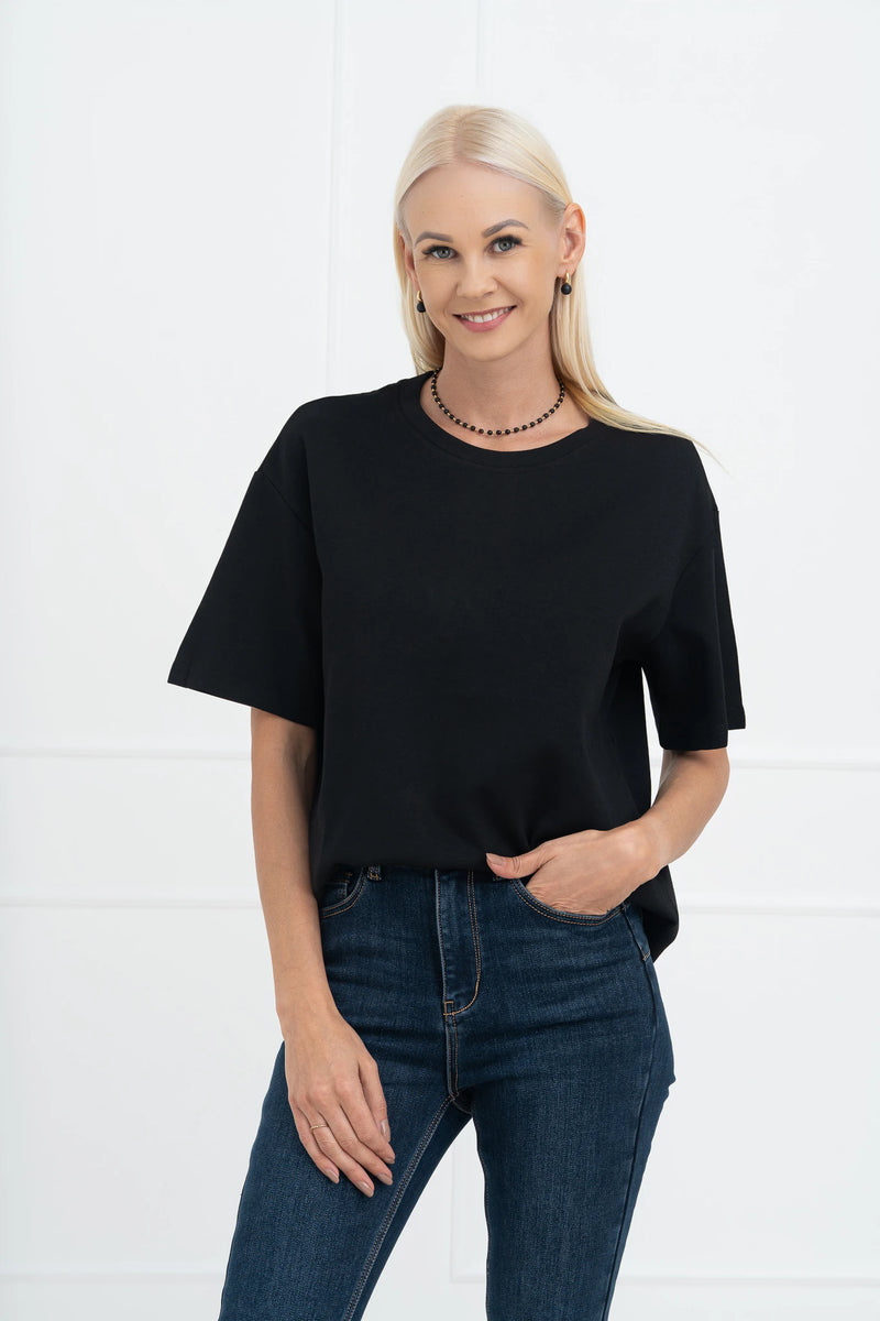 Moteriški medvilniniai marškinėliai MANDY Juoda