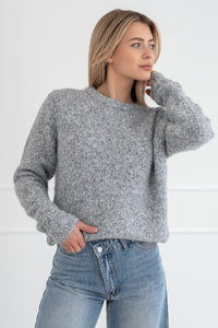 Moteriškas šiltas megztinis su vilna DAMON Šviesiai pilka