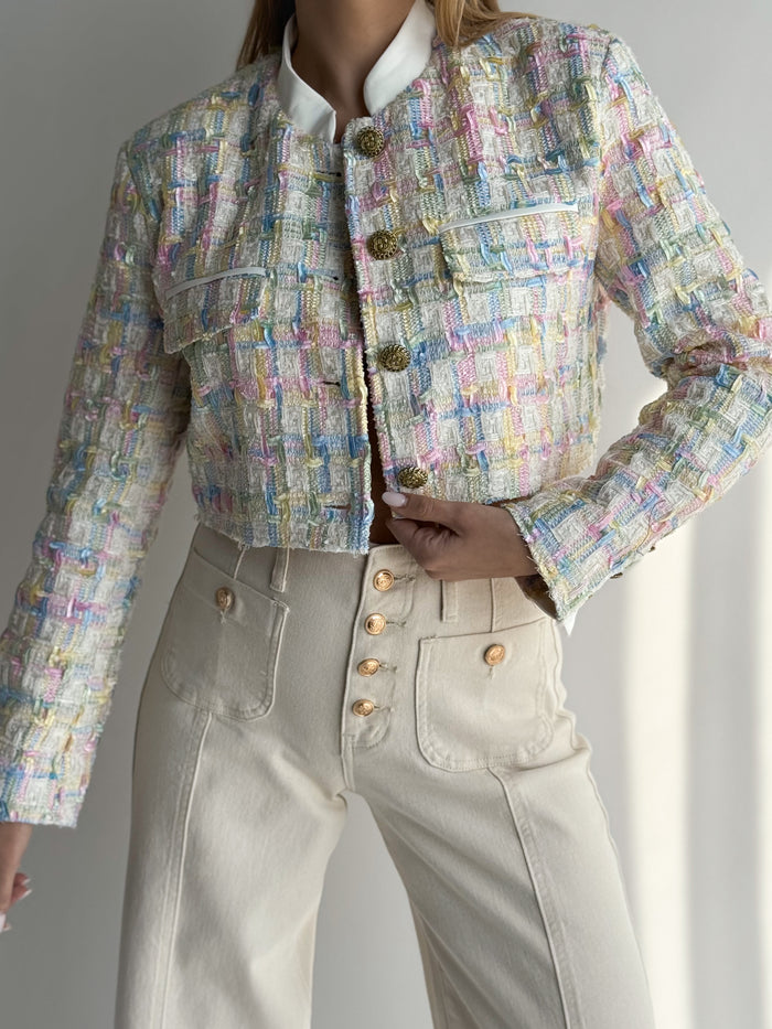 Moteriškas spalvotas tvido švarkas LINDORA