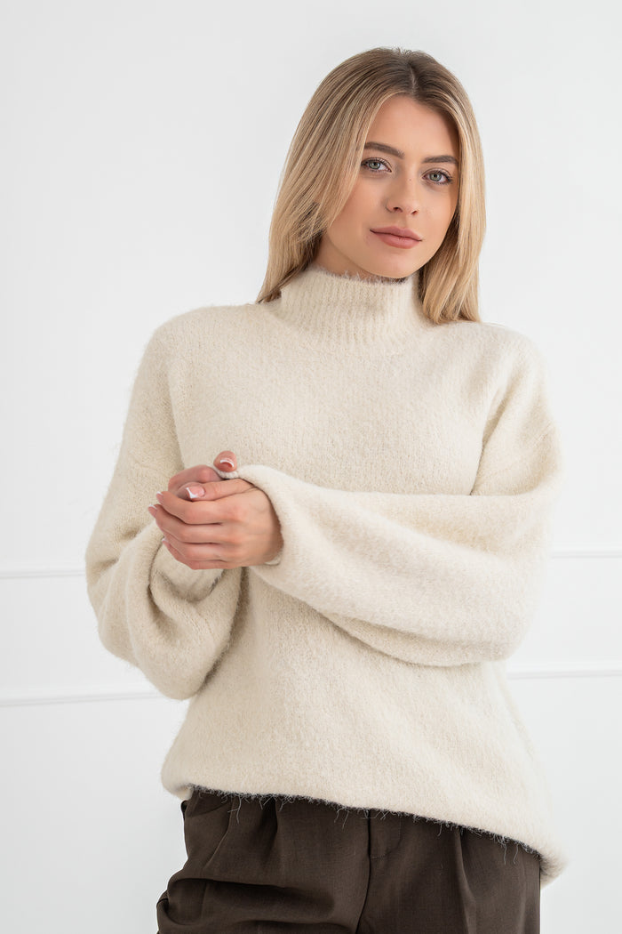 Moteriškas megztinis su vilna MELANIA Balta