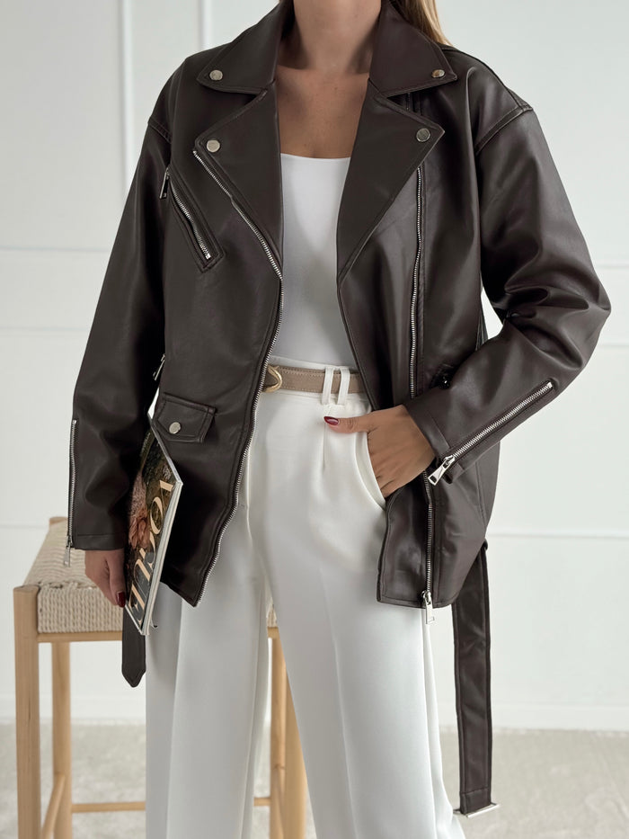 Moteriškas eko odos švarkas ARCADIA Ruda