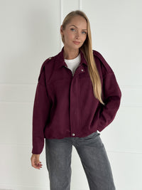 Moteriškas zomšos imitacijos švarkas NIVORA Bordo