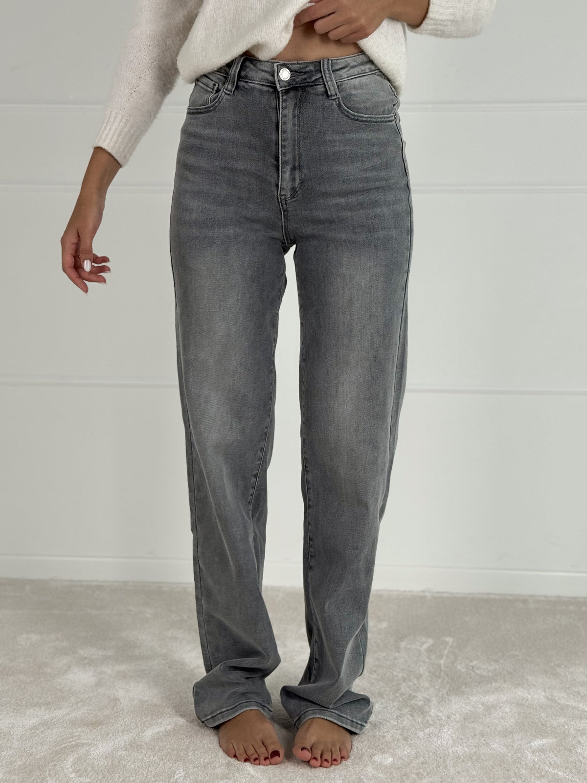 STRAIGHT modelio moteriški džinsai aukštu juosmeniu JEREMIE Pilka