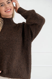 Moteriškas megztinis su vilna MELANIA Tamsiai ruda