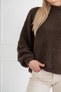 Moteriškas megztinis su vilna MELANIA Tamsiai ruda