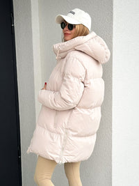 Moteriška vidutinio ilgio striukė su gobtuvu LEOLA Kreminė