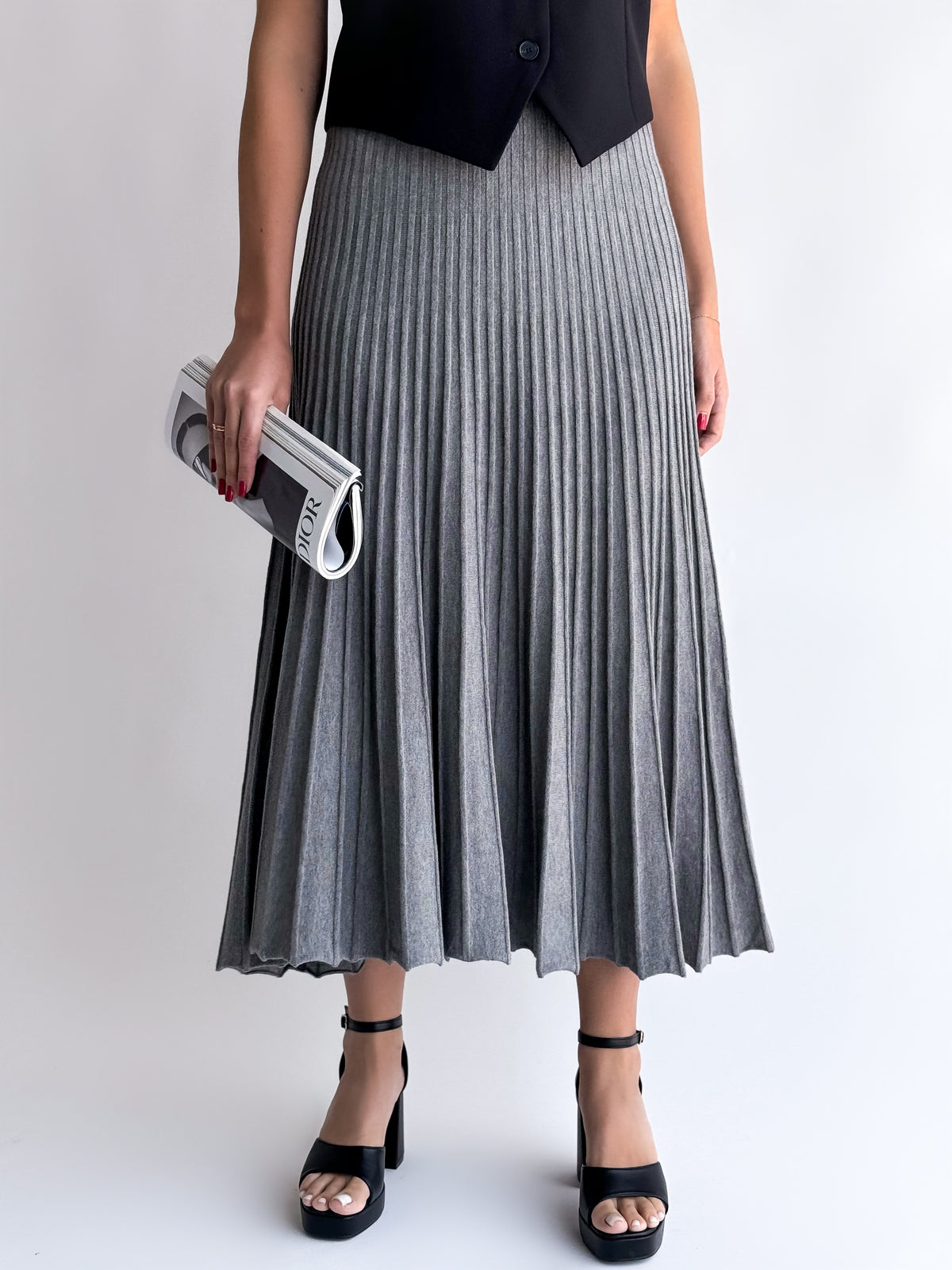 Moteriškas ilgas sijonas LEONARDO Pilka