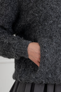 Moteriškas megztinis su vilna CLEO Tamsiai pilka