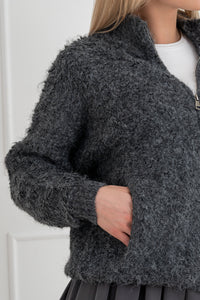 Moteriškas megztinis su vilna CLEO Tamsiai pilka