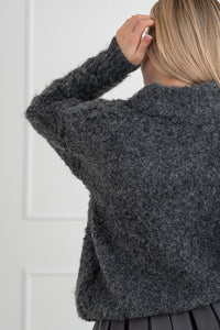 Moteriškas megztinis su vilna CLEO Tamsiai pilka