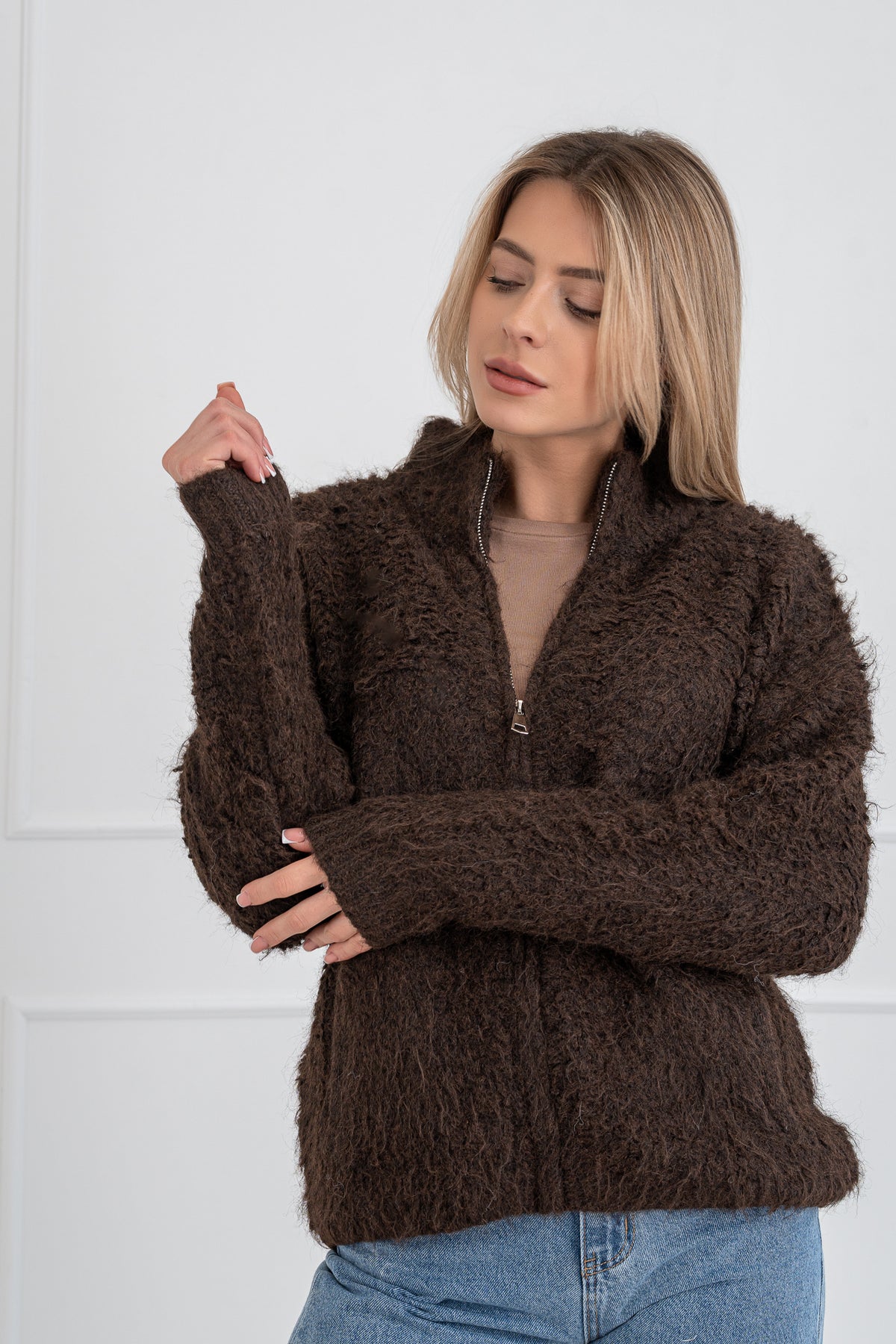 Moteriškas megztinis su vilna CLEO Ruda