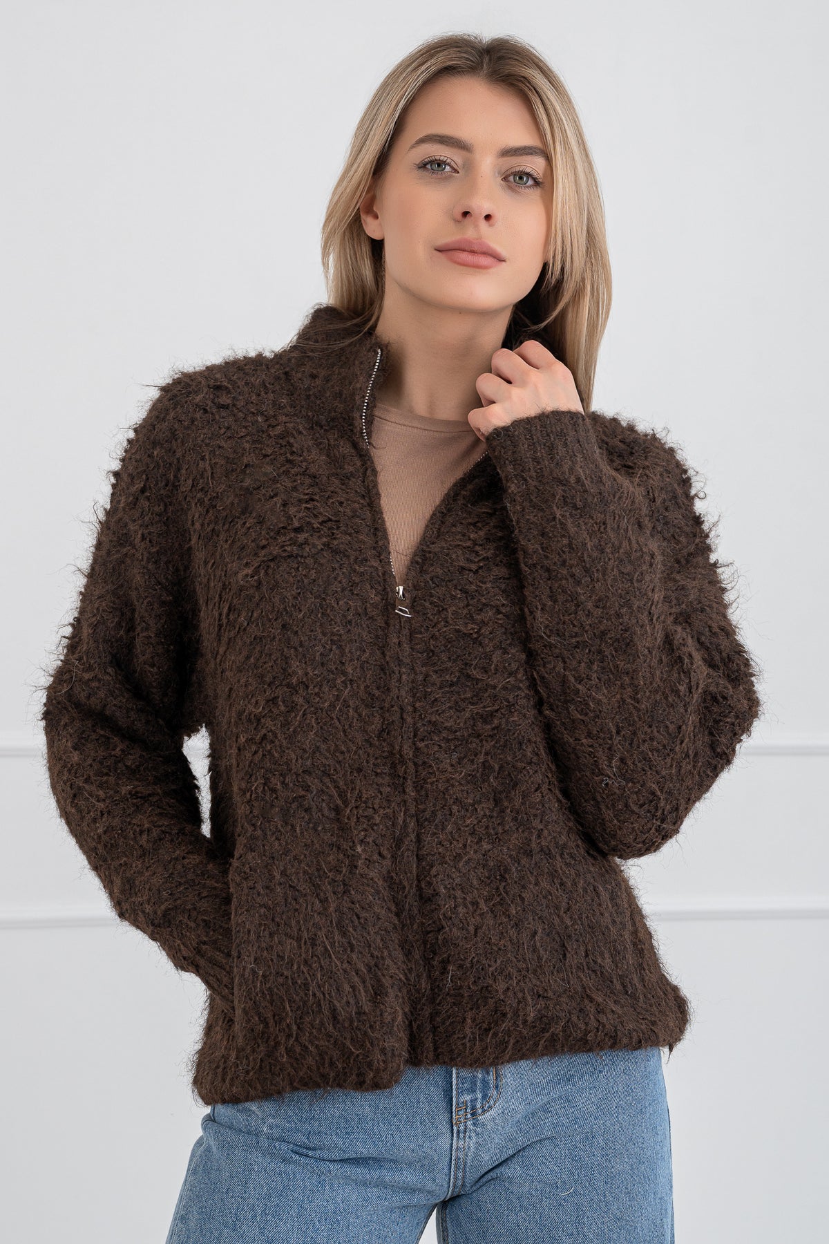 Moteriškas megztinis su vilna CLEO Ruda