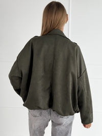 Moteriškas zomšos imitacijos švarkas NIVORA Chaki