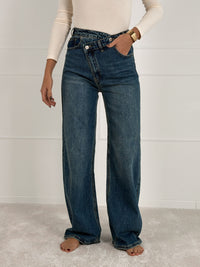 Moteriški platėjantys džinsai RAYEN Mėlyna