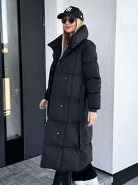 Moteriška ilga striukė su diržu BUNBURY Juoda